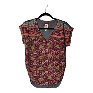 2037.‎ Tiny by Anthropologie Women's XS Floral V-Neck Blouse Multicolor